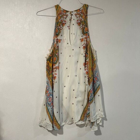 Free People Intimately Boho Floral Paisley Swing Tank Top SZ S Cream Multicolor - Picture 3 of 5